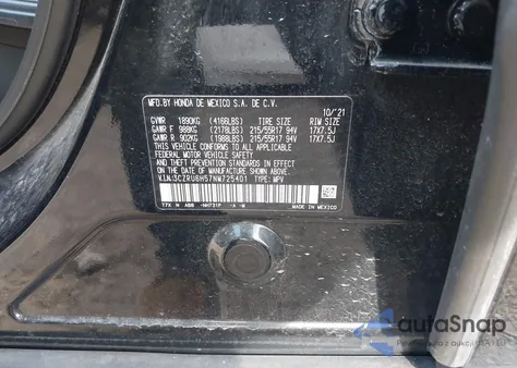 2022 Honda Hr-V Awd Ex из США, поврежденный, VIN 3CZRU6H57NM725401